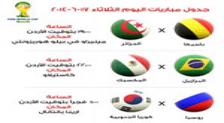 جدول مباريات اليوم في مونديال البرازيل