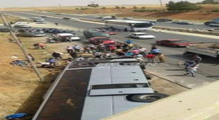 إصابة (36) شخصا بحادث تدهور حافلة في محافظة اربد