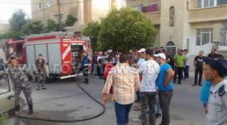 الكرك : اندلاع حريق بمركبة بضاحية المرج ..صور