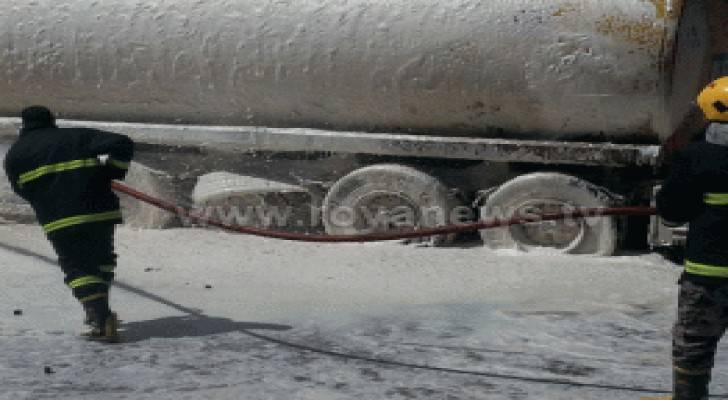 العقبة:السيطرة على حريق صهريج ناقل لفيول طائرات