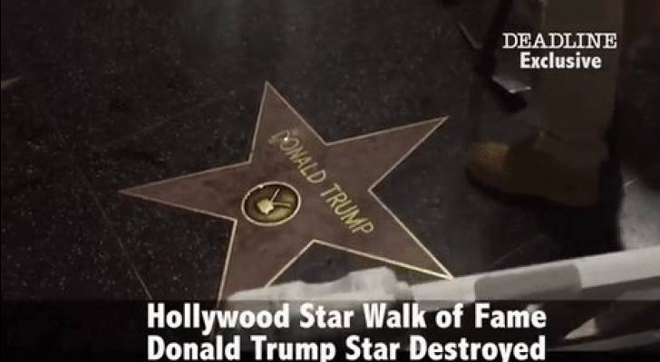 بالفيديو: تحطيم نجمة ترامب بممر المشاهير في هوليوود
