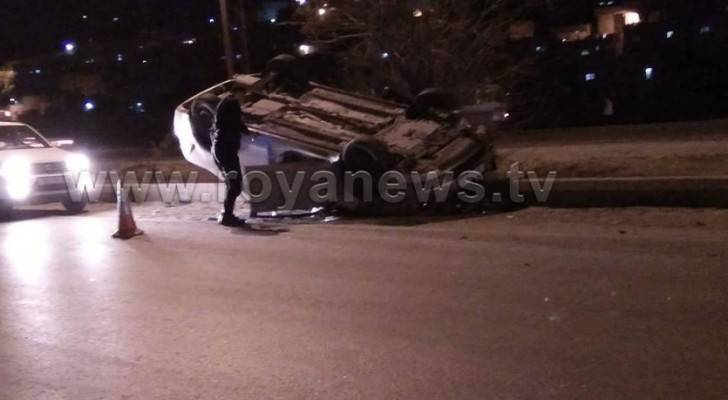 5 اصابات بحادث تصادم على طريق اربد عمان .. صور