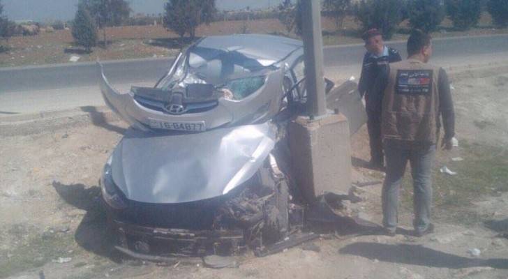 إصابة بالغة بحادث سير في إربد..صور