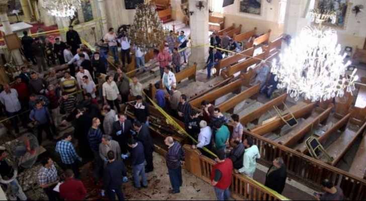 جانب من التفجيرات التي استهدفت كنيسة مصرية