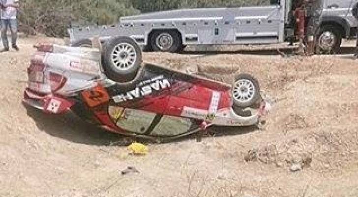 انقلاب سيارة احمد شعبان وخروجه من رالي الأردن