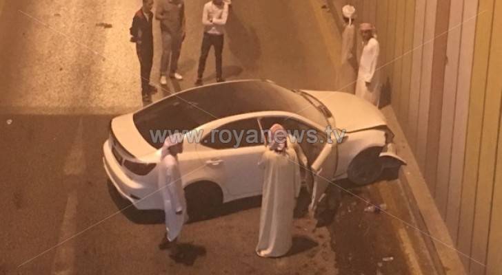 إصابة بحادث تدهور مركبة في إربد..صور