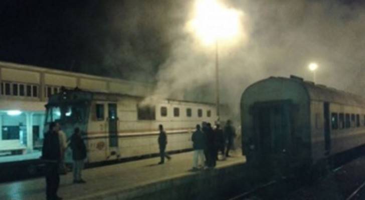 حريق في قطار القاهرة اسوان دون اصابات
