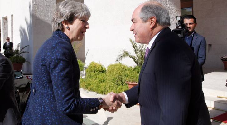 الملقي ورئيسة الوزراء البريطانية تريزا ماي 