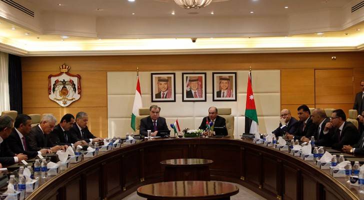 مباحثاث بين رئيس الوزراء الاردني ورئيس جمهورية طاجيكستان