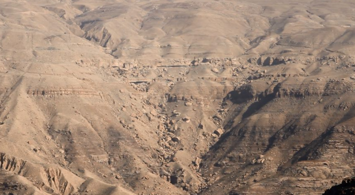 انهيارات جبلية ضخمة في جبال حبيش بالكرك