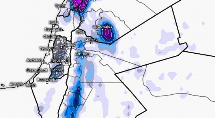 خريطة جوية تشرح حالة الطقس المقبلة عليها المملكة