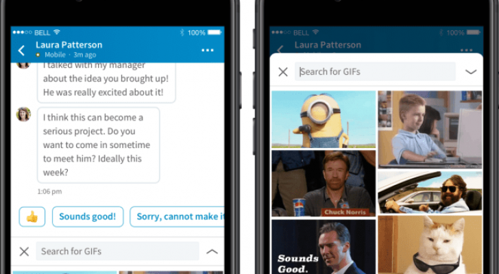 شبكة LinkedIn تضيف ميزة ارسال الصور المتحركة في الرسائل