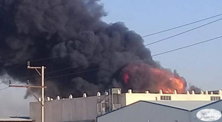 حريق مصنع اسفنج في اربد