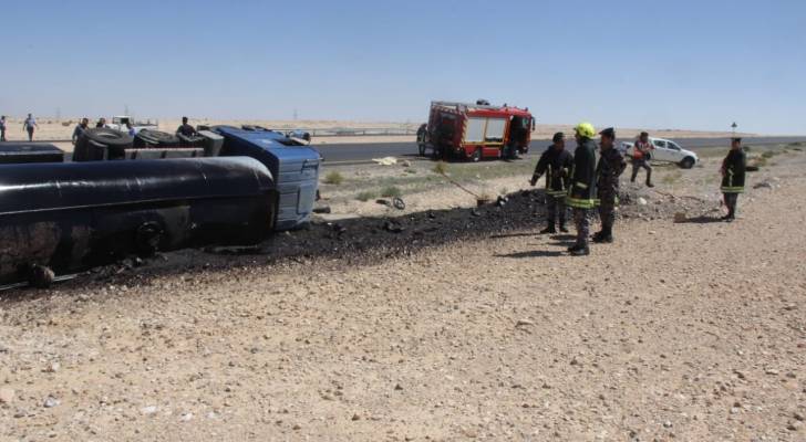 إصابة بحادث تدهور صهريج في معان