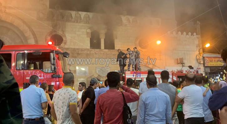 حريق في المسجد الحسيني بعمان - فيديو وصور