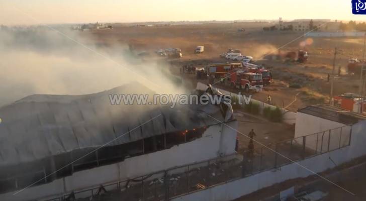 حريق كبير  في أحد مصانع الأثاث بالقسطل - فيديو وصور
