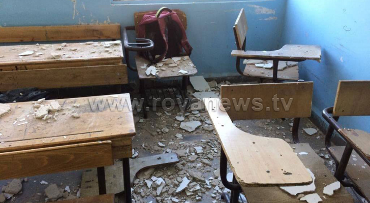 اصابة طالب مدرسة بانهيار جزء من سقف غرفة صفية باربد