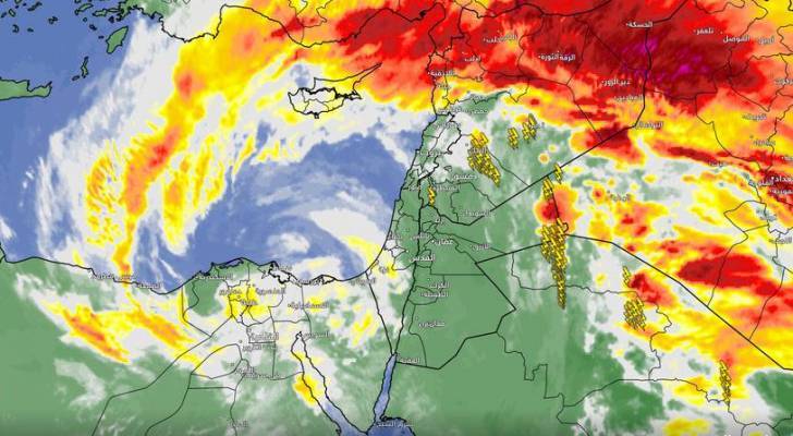 طقس العرب : سحب رعدية ماطرة متجهة إلى الأردن مساء الجمعة