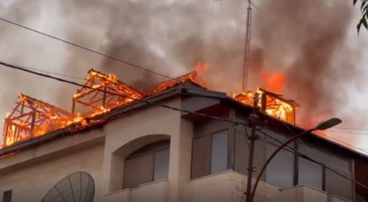 حريق منزل بشارع عبدالله غوشة بالعاصمة عمان