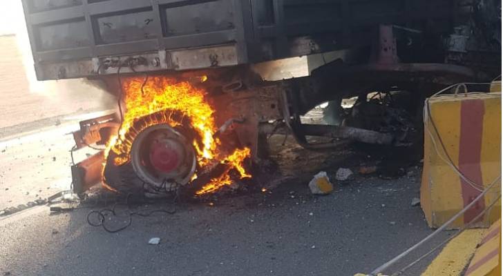 إصابة أردني بجروح خطرة باحتراق شاحنته في السعودية - صور