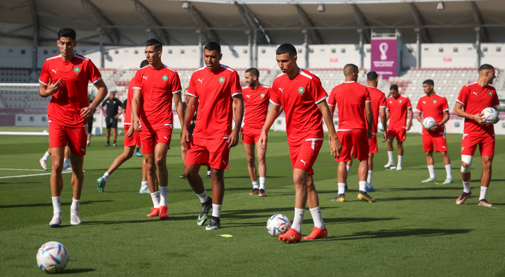 جانب من تدريبات المنتخب المغربي