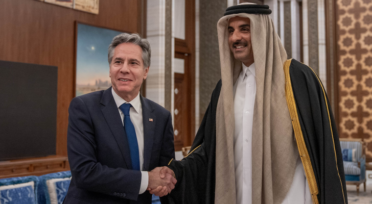 أمير قطر ووزير الخارجية الأمريكي