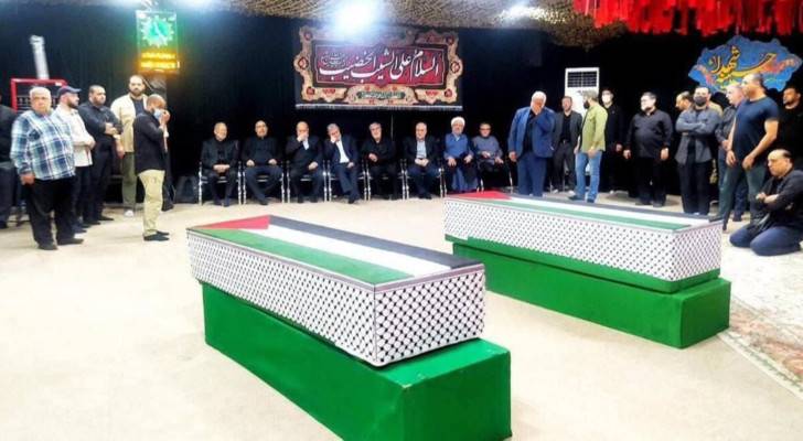 صورة وداع جثمان هنية ومرافقه وسيم أبو شعبان في طهران