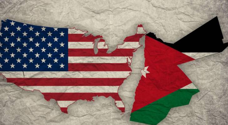 خريطة الأردن والولايات المتحدة الأمريكية