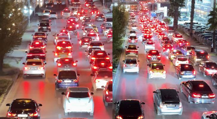 حركة مرورية كثيفة بمنطقة شارع مكة بالعاصمة عمان