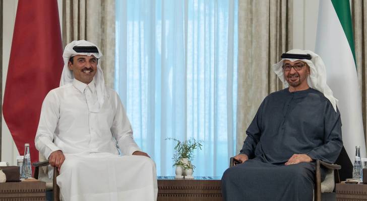لقاء رئيس دولة الإمارات العربية المتحدة الشيخ محمد بن زايد آل نهيان  وأمير دولة قطر الشيخ تميم بن حمد آل ثاني