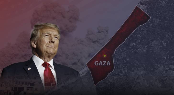 خارطة قطاع غزة والرئيس الامريكي دونالد ترمب