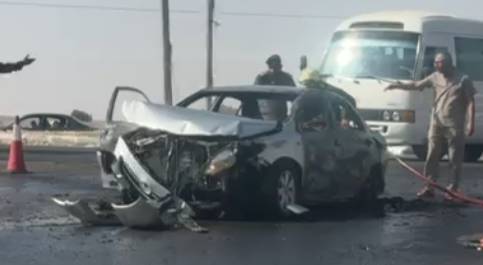احتراق مركبة في الكرك