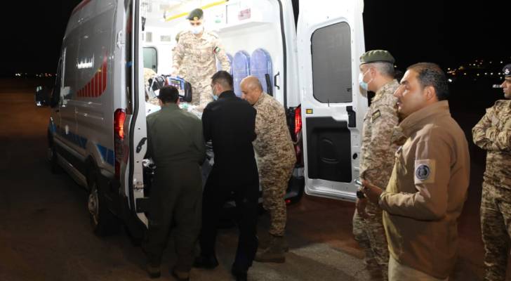 طائرة الإخلاء الطبي لنقل المصاب الأردني من قطر