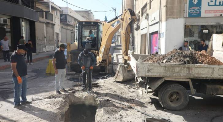 مشروع انشاء خطوط تصريف الامطار في اربد