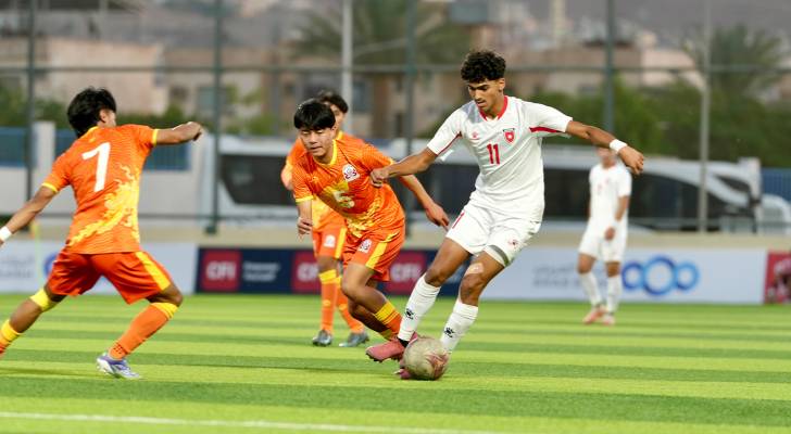 من مباراة المنتخب الأردني وبوتان