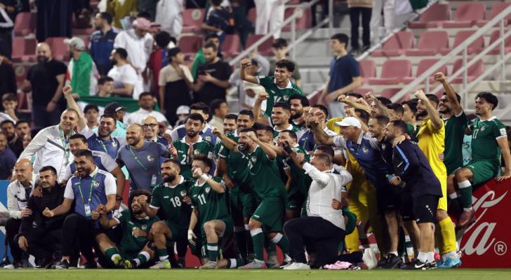 لاعبو منتخب سوريا يحتفلون بالتأهل