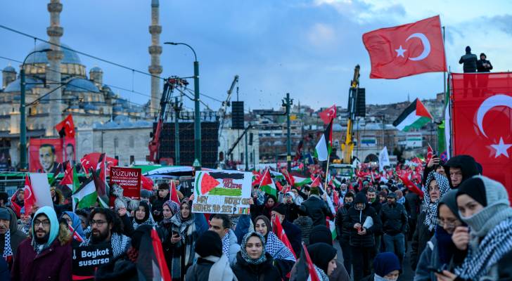 مسيرة تضامنية مع فلسطين في تركيا