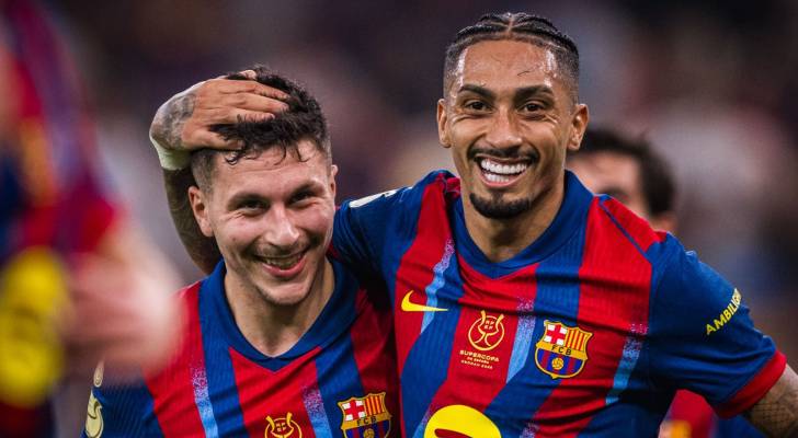 احتفال لاعبي برشلونة