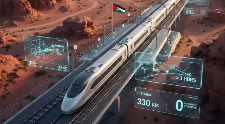 صورة تم توليدها بالذكاء الاصطناعي توضح مشروع القطار