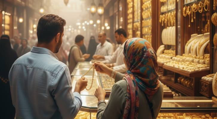 صورة مولدة بالذكاء الاصطناعي لأشخاص يشترون الذهب في مصر