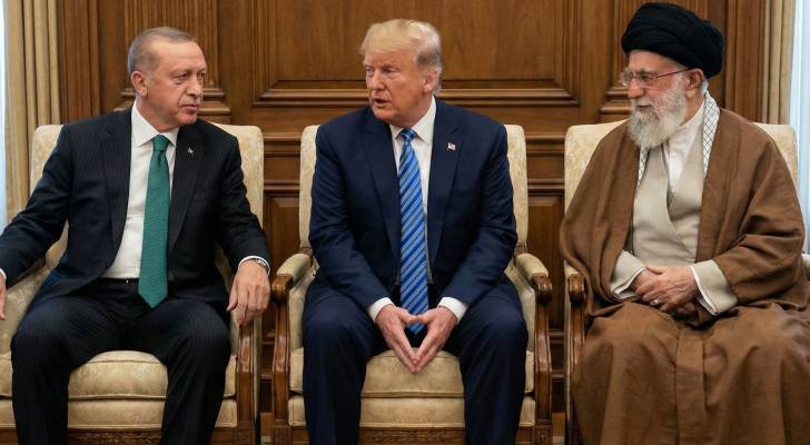 الرئيس الأمريكي دونالد ترمب ورجب طيب أردوغان والمرشد الإيراني علي خامنئي
