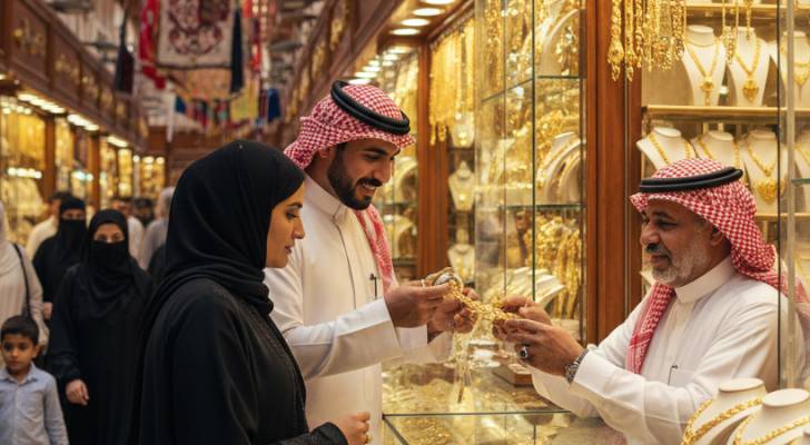 صورة مولدة بالذكاء الاصطناعي لأشخاص يشترون الذهب