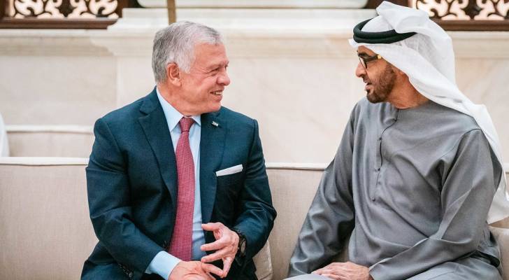 جلالة الملك عبدﷲ الثاني و الشيخ محمد بن زايد آل نهيان، رئيس دولة الإمارات العربية المتحدة