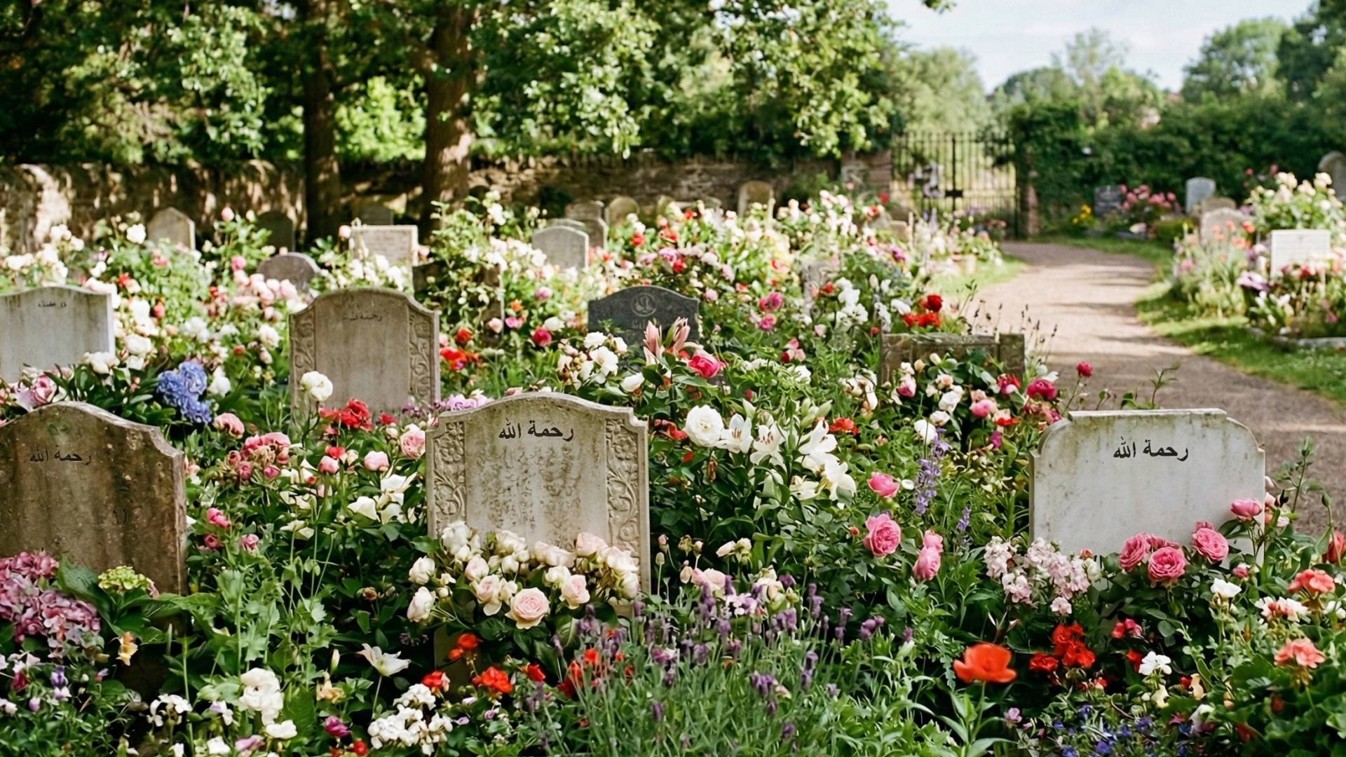 ألوان الحياة تحتضن سكون الموت، وقبور غزة تتزين بالزهور