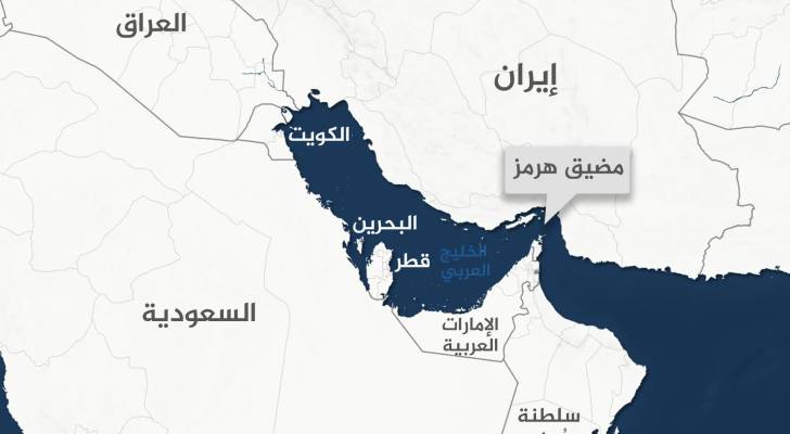 صورة خارطة توضح فيها مضيق هرمز