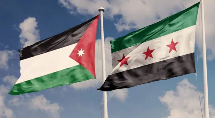 علم المملكة الأردنية الهاشمية وعلم الجمهورية السورية
