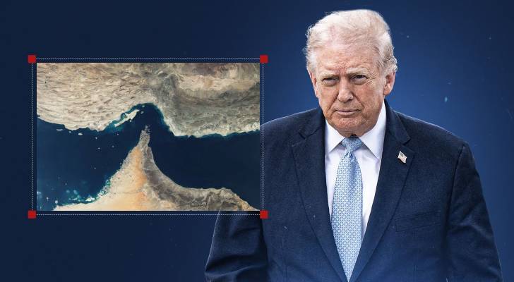 ترمب وبجانبه "مضيق هرمز"