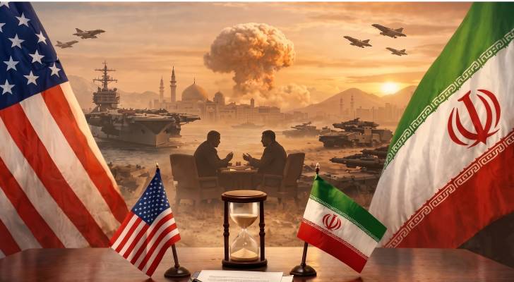صورة معدة بالذكار الاصطناعي للمفاوضات الأمريكية الإيرانية