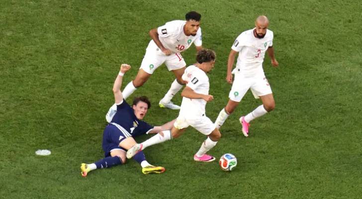 من مباراة منتخب المغرب ونظيره الاسكتلندي