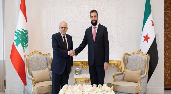 الرئيس السوري أحمد الشرع ورئيس وزراء لبنان نواف  سلام